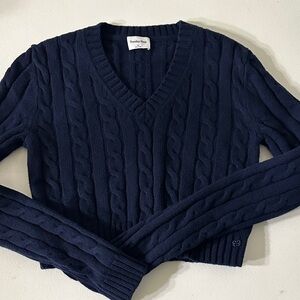 Sunday Best Deep Blue Cable Knit Pullover